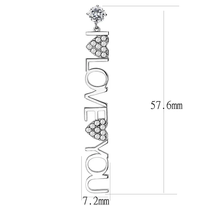 Earrings Alamode TK3665 High polished no plating Stainless Steel Earrings with AAA Grade CZ in Clear
