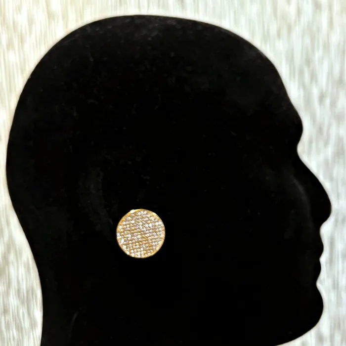 Earrings Bling Cartel 14K Gold Plated Big 22MM Round Earrings Iced Micro Pave Flooded Out Earrings Bling Cartel 14K Gold Plated Big 22MM Round Earrings Iced Micro Pave Flooded Out