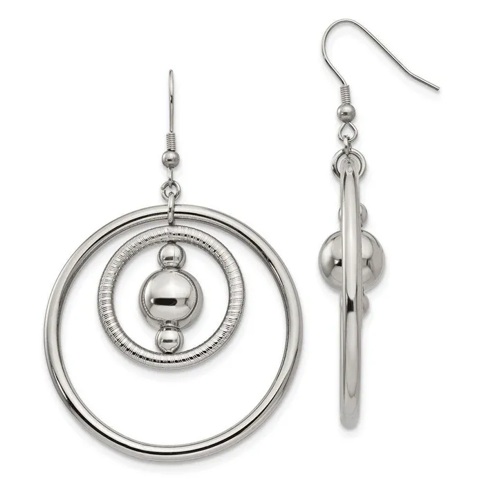 Earrings Chisel Stainless Steel Polished and Textured Shepherd Hook Earrings