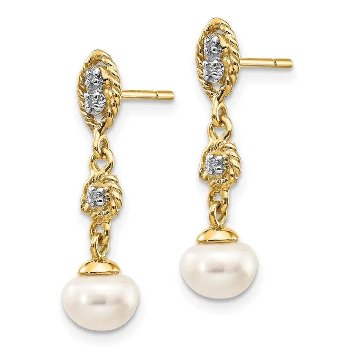 Earrings Jewelry 14k Rhodium 67mm Semiround FWC Pearl 02ct Diamond Dangle Earrings Earrings Jewelry 14k Rhodium 67mm Semiround FWC Pearl 02ct Diamond Dangle Earrings