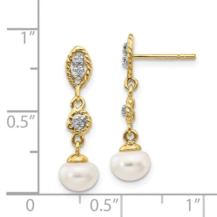 Earrings Jewelry 14k Rhodium 67mm Semiround FWC Pearl 02ct Diamond Dangle Earrings Earrings Jewelry 14k Rhodium 67mm Semiround FWC Pearl 02ct Diamond Dangle Earrings
