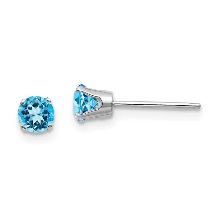 Earrings Jewelry 14k White Gold 4mm Blue Topaz Stud Earrings