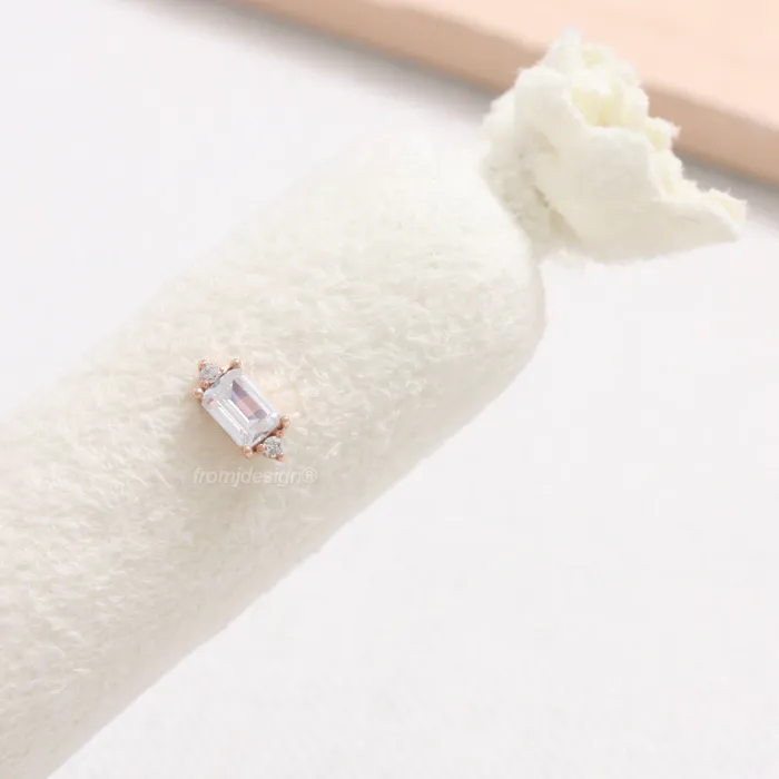 from J Shop Earrings Baguette CZ Accent Ear Piercing