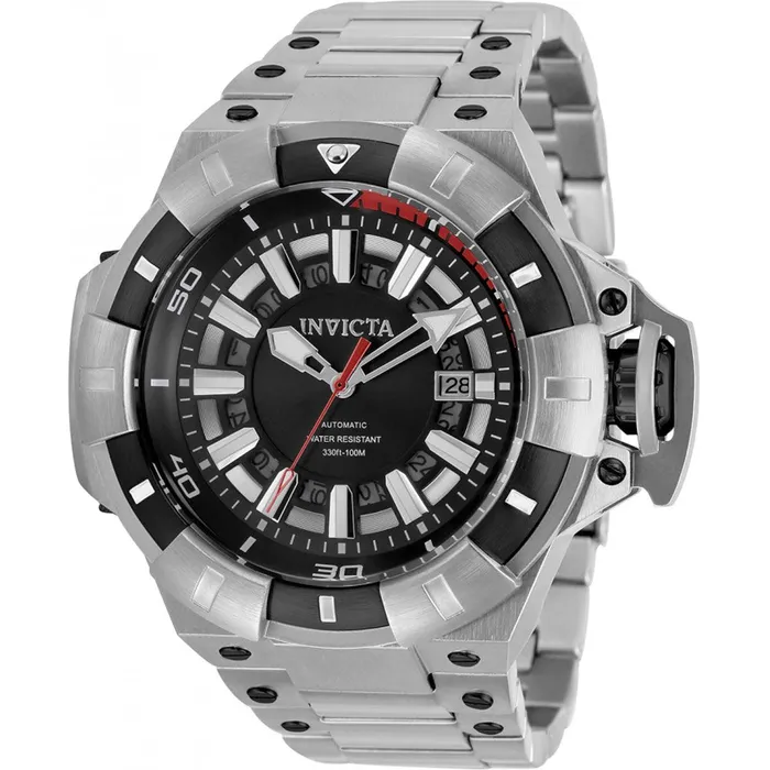 Invicta Bracelets Invicta Mens Automatic Watch Akula Black and Silver Tone Dial Bracelet 31814