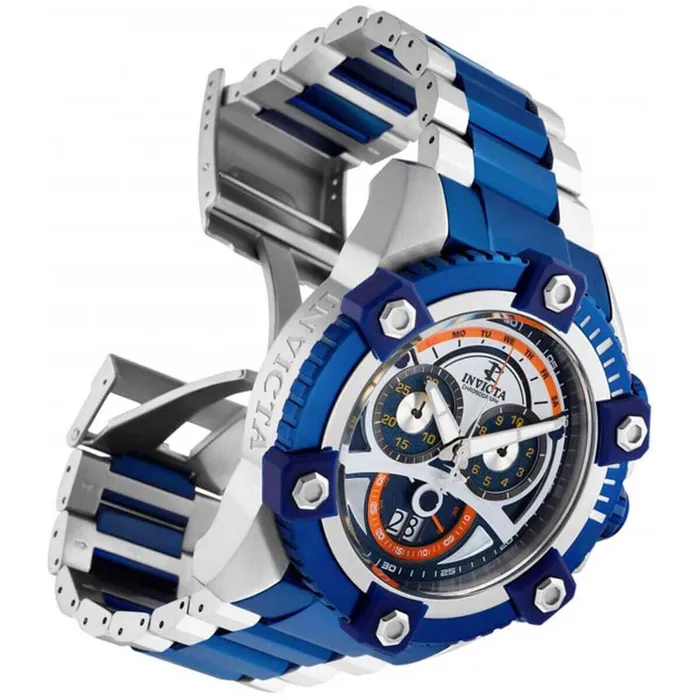 Invicta Bracelets Invicta Mens Quartz Watch Reserve Octane Black Blue and Grey Dial Bracelet 31416