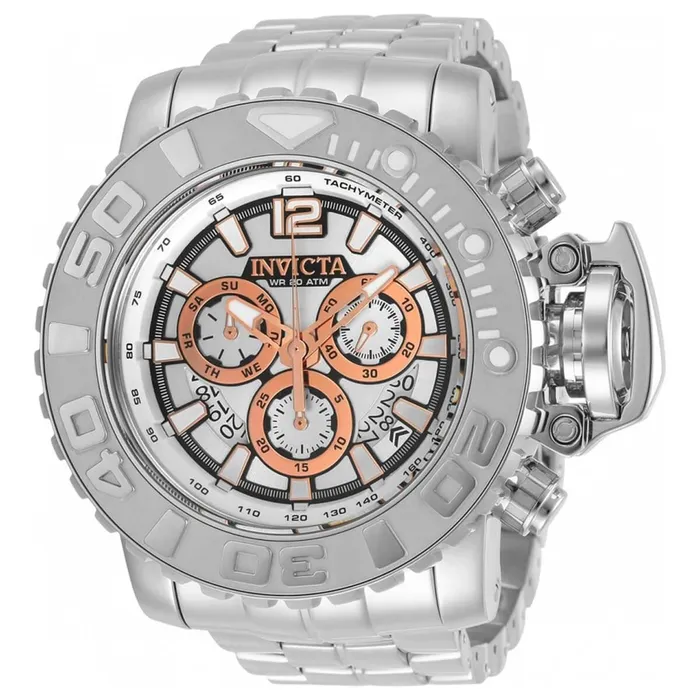 Invicta Mens Chronograph Watch Sea Hunter Quartz Silver Steel Bracelet 31426 Invicta Bracelets
