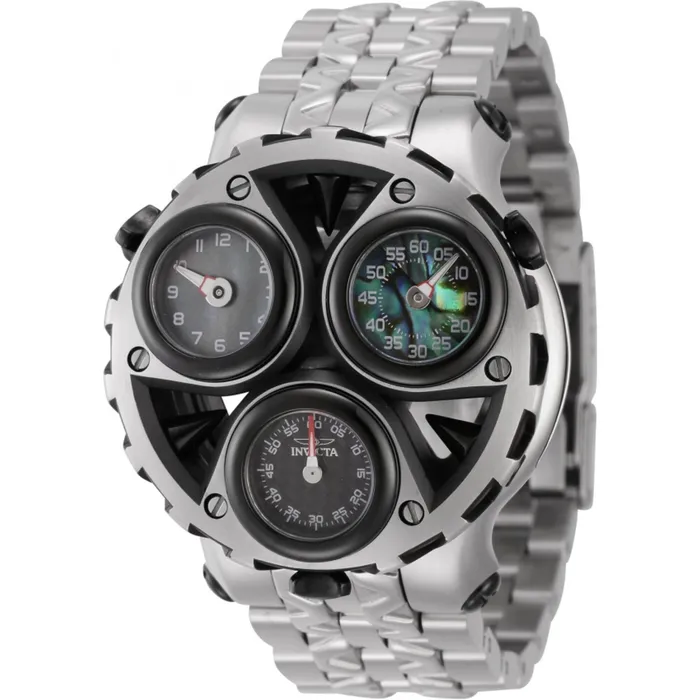 Invicta Mens Quartz Watch Cerberus Tri Time Silver Tone and Black Case 44594 Invicta Rings