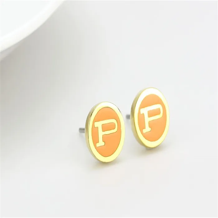 LO4676 Gold Brass Earrings with Epoxy in Orange Alamode Earrings