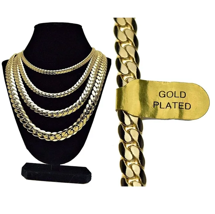 Necklaces 14K Gold Plated Miami Cuban Chain Necklace 24 x 10MM Bling Cartel Admin
