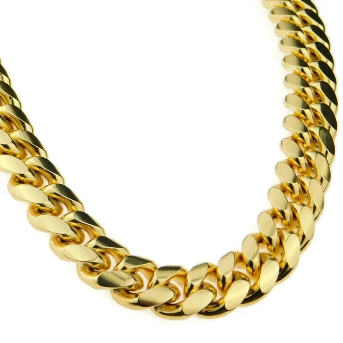 Necklaces 24K Gold Plated 316L Stainless Steel 20 x 14MM Cuban Chain Necklace Bling Cartel Admin