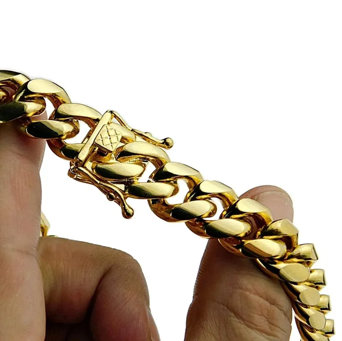 Necklaces 24K Gold Plated 316L Stainless Steel 20 x 14MM Cuban Chain Necklace Bling Cartel Admin