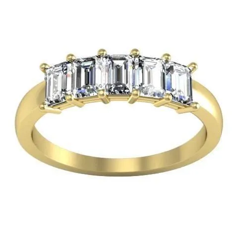 Rings 100cttw Shared Prong Emerald Cut Diamond Five Stone Ring deBebians