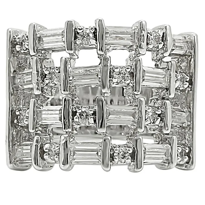 Rings 1W024 Rhodium Brass Ring with AAA Grade CZ in Clear Alamode