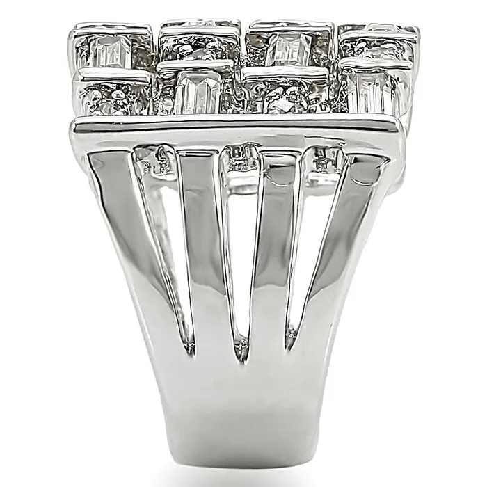 Rings 1W024 Rhodium Brass Ring with AAA Grade CZ in Clear Alamode