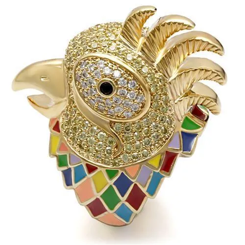 Rings Alamode 1W087 Gold Brass Ring with AAA Grade CZ in Multi Color