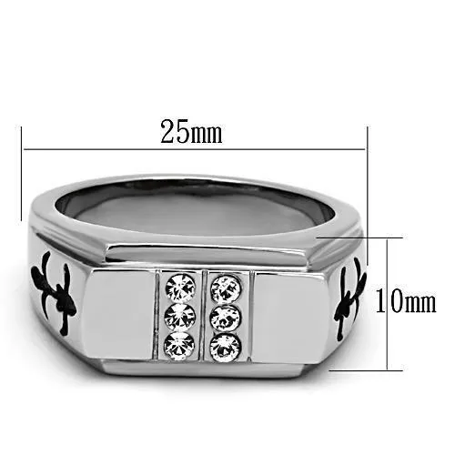 Rings Alamode TK1071 High polished no plating Stainless Steel Ring with Top Grade Crystal in Clear