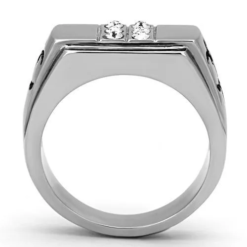 Rings Alamode TK1071 High polished no plating Stainless Steel Ring with Top Grade Crystal in Clear