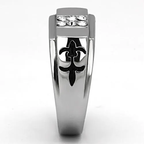 Rings Alamode TK1071 High polished no plating Stainless Steel Ring with Top Grade Crystal in Clear