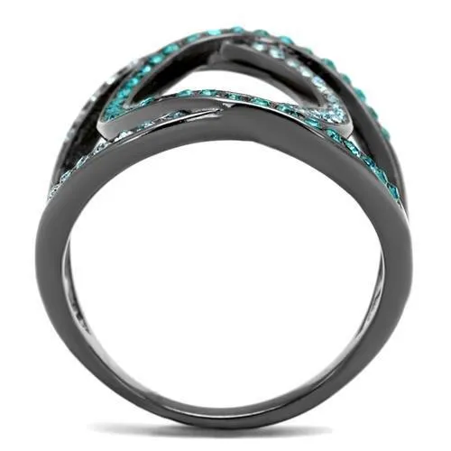 Rings Alamode TK2557 IP Light Black IP Gun Stainless Steel Ring with Top Grade Crystal in Multi Color