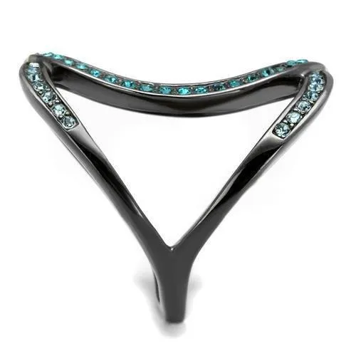 Rings Alamode TK2557 IP Light Black IP Gun Stainless Steel Ring with Top Grade Crystal in Multi Color