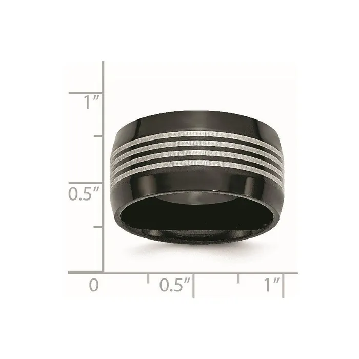 Rings Chisel Stainless Steel Polished Black IPplated 1200mm Band