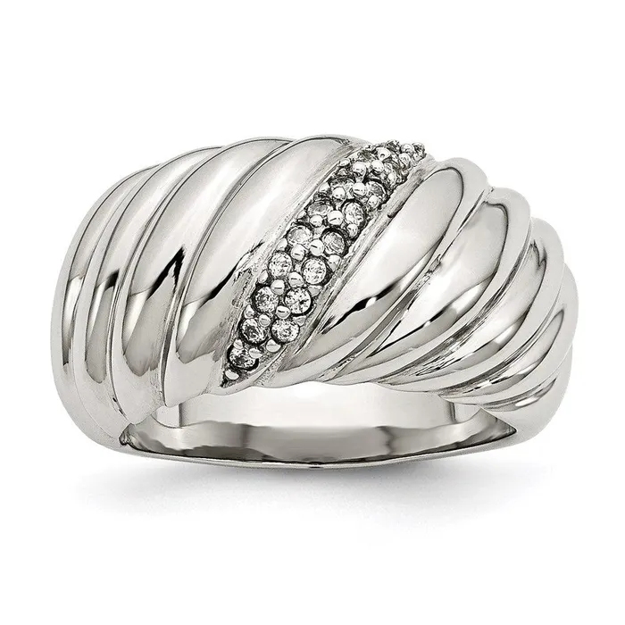 Rings Chisel Stainless Steel Polished CZ Ring
