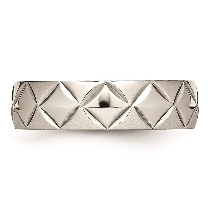Rings Chisel Stainless Steel Polished Diamond Cut Ring