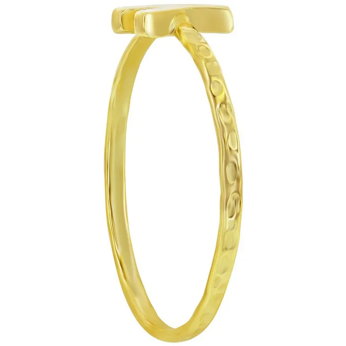 Rings Classic Unisex Gold Tone K Initial Hammered Ring W2826 Classic