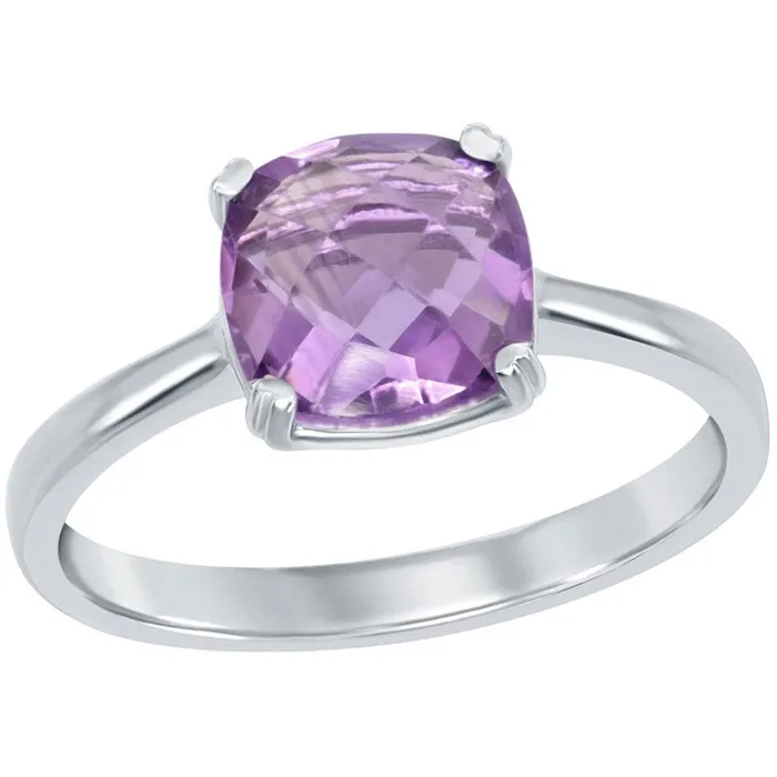 Rings Classic Womens Silver Cushioncut Amethyst Ring W1483 Classic