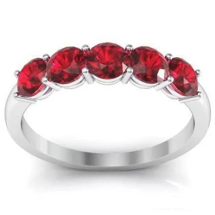 Rings deBebians 100cttw Shared Prong Ruby Five Stone Ring