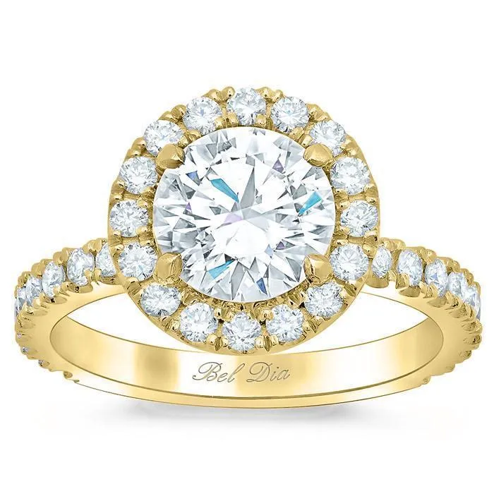 Rings deBebians Round Halo Engagement Ring with Diamond Encrusted Basket