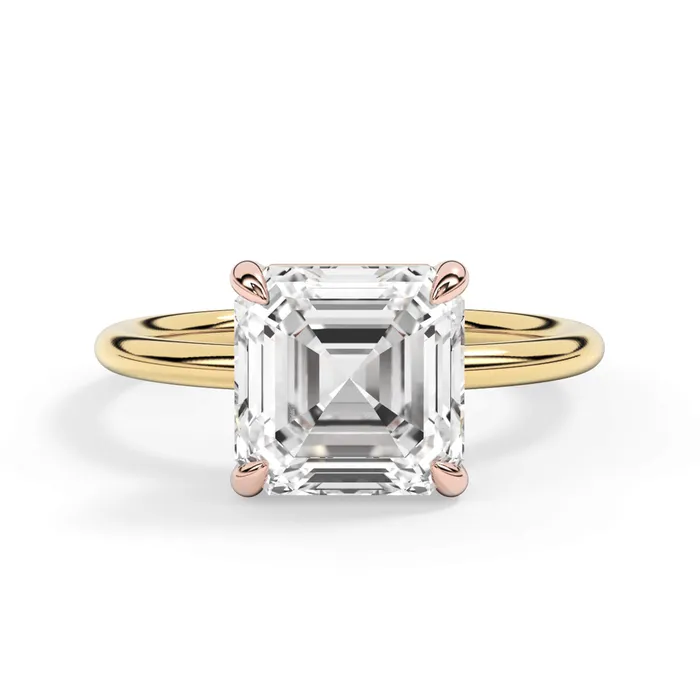 Rings deBebians TwoTone Basket Style Solitaire Engagement Ring Rose Gold Head
