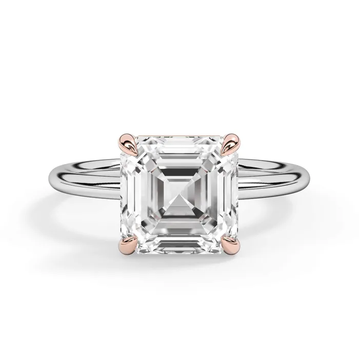 Rings deBebians TwoTone Basket Style Solitaire Engagement Ring Rose Gold Head