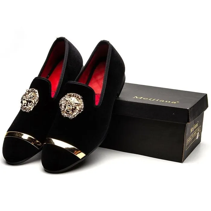 Rings Divine Inspiration Styles MEIJIANA Mens Genuine Velvet Leather Burgundy Red Loafers With Medallion Ring Designer Shoes