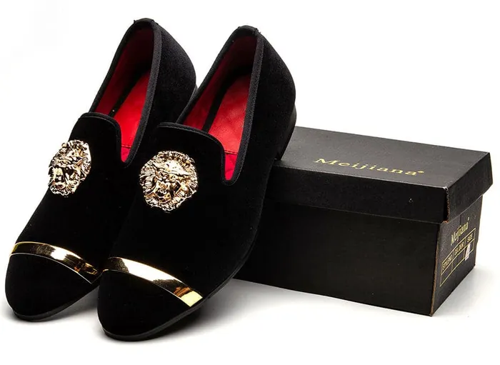 Rings Divine Inspiration Styles MEIJIANA Mens Genuine Velvet Leather Burgundy Red Loafers With Medallion Ring Designer Shoes