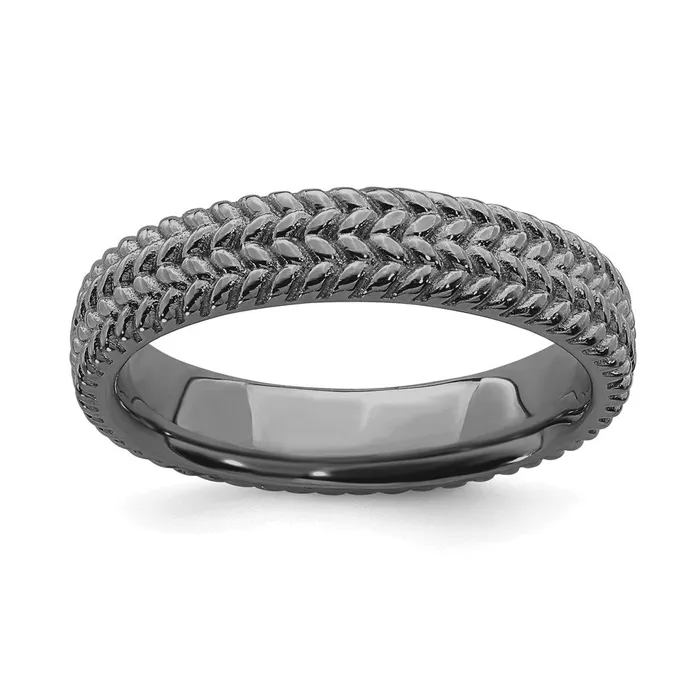 Rings Stackable Expressions Sterling Silver Stackable Expressions Blackplated Ring QSK309