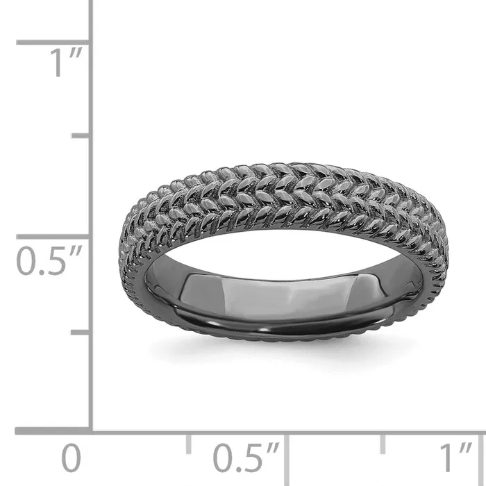 Rings Stackable Expressions Sterling Silver Stackable Expressions Blackplated Ring QSK309 Rings Stackable Expressions Sterling Silver Stackable Expressions Blackplated Ring QSK309