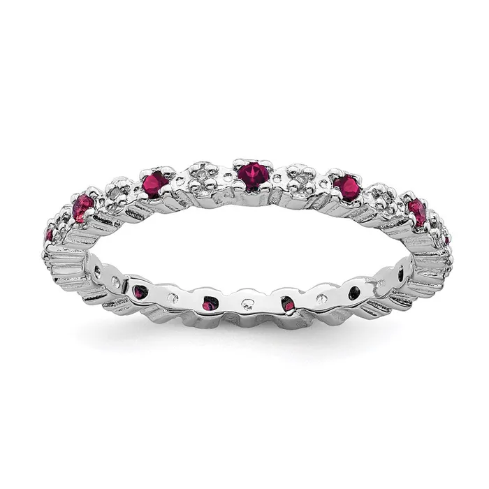 Rings Stackable Expressions Sterling Silver Stackable Expressions Cr Ruby Diamond Ring QSK538