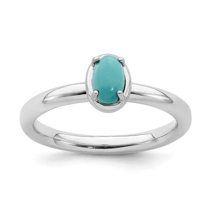 Rings Sterling Silver Stackable Expressions Turquoise Polished Ring QSK901 Stackable Expressions Rings Sterling Silver Stackable Expressions Turquoise Polished Ring QSK901 Stackable Expressions
