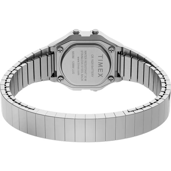 Rings Timex Timex Unisex Watch T80 Mini Pink and Grey Dial Silver Band Digital TW2U94200YB