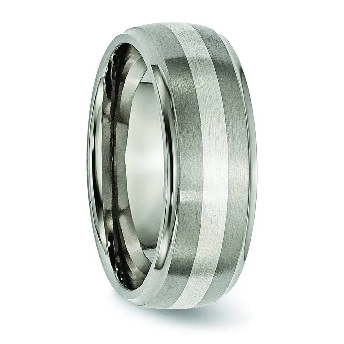 Rings Titanium and Silver Ring Matte and High Polish Finish in 8mm deBebians