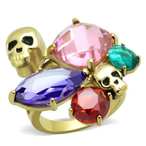 Rings TK1888 IP GoldIon Plating Stainless Steel Ring with AAA Grade CZ in Multi Color Alamode