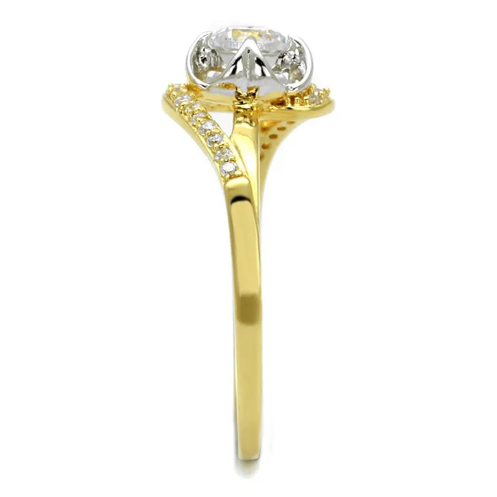 Rings TS542 GoldRhodium 925 Sterling Silver Ring with AAA Grade CZ in Clear Alamode