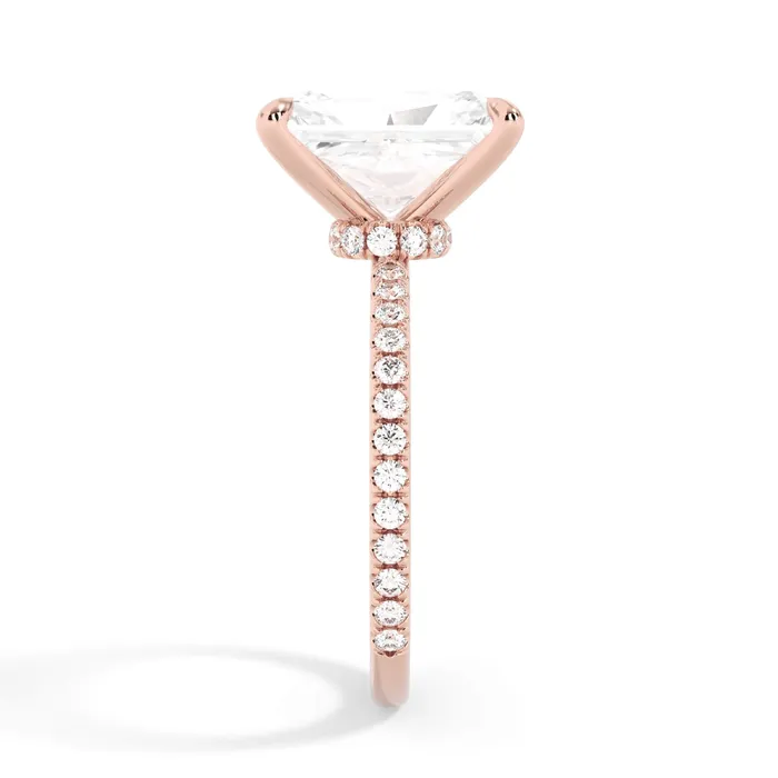 Rings Under Halo with Diamond Shank Engagement Ring Rose Gold Wrap deBebians