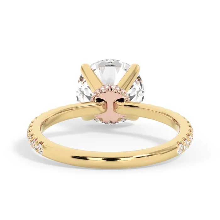 Rings Under Halo with Diamond Shank Engagement Ring Rose Gold Wrap deBebians