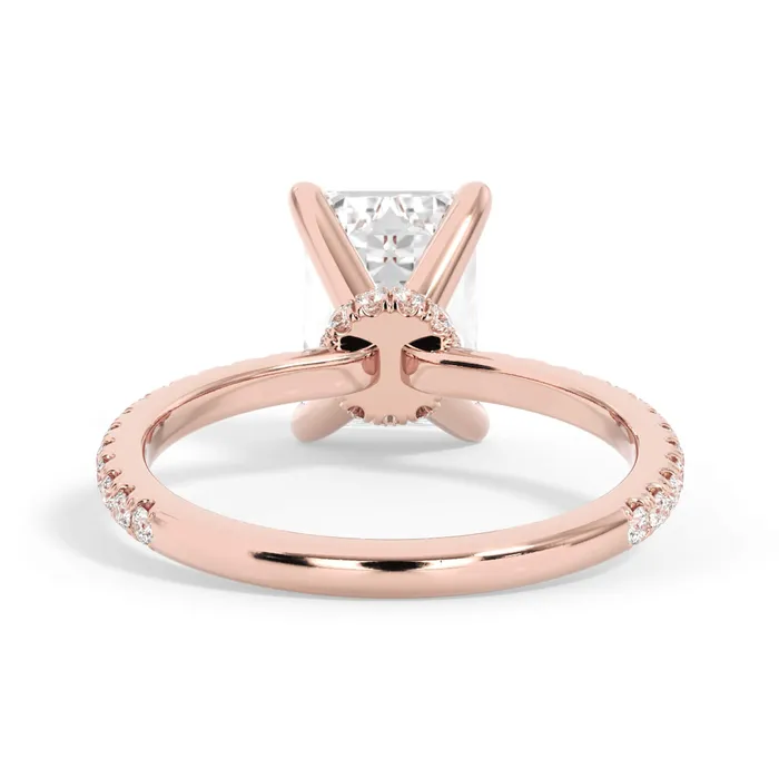 Rings Under Halo with Diamond Shank Engagement Ring Rose Gold Wrap deBebians