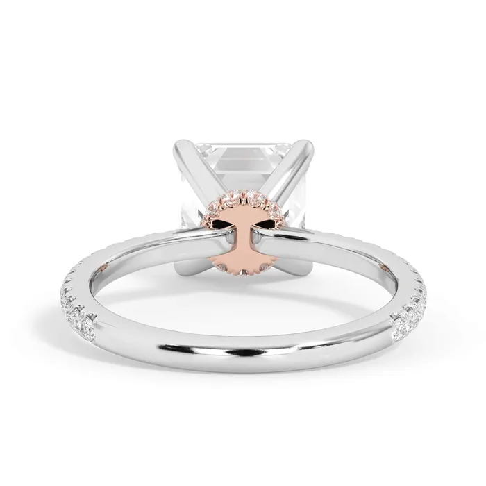 Rings Under Halo with Diamond Shank Engagement Ring Rose Gold Wrap deBebians