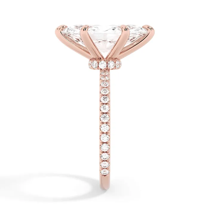 Rings Under Halo with Diamond Shank Engagement Ring Rose Gold Wrap deBebians