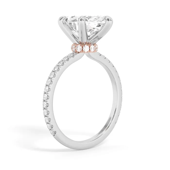 Rings Under Halo with Diamond Shank Engagement Ring Rose Gold Wrap deBebians