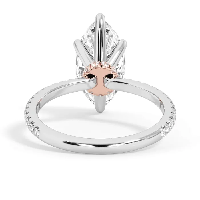 Rings Under Halo with Diamond Shank Engagement Ring Rose Gold Wrap deBebians